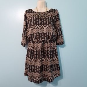 BEBOP Tan + Black Tribal Dress